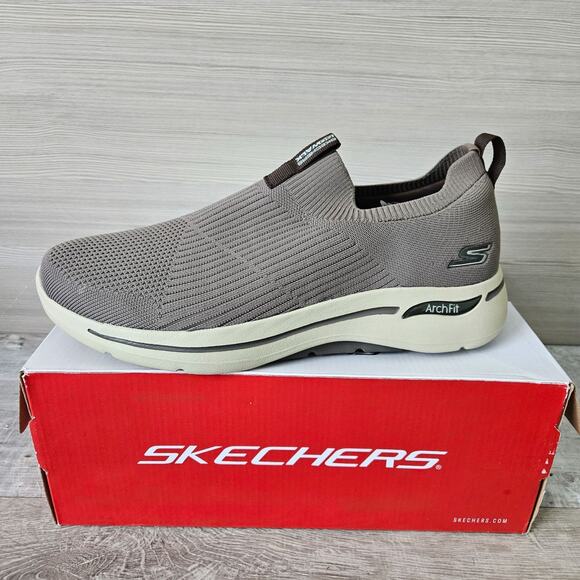 Skechers Mens Go Walk Arch Fit Iconic Slip On Shoes Taupe Brown Size 11 Stretch main image 15
